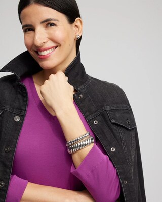 Silver Tone Stretch Bracelet Set