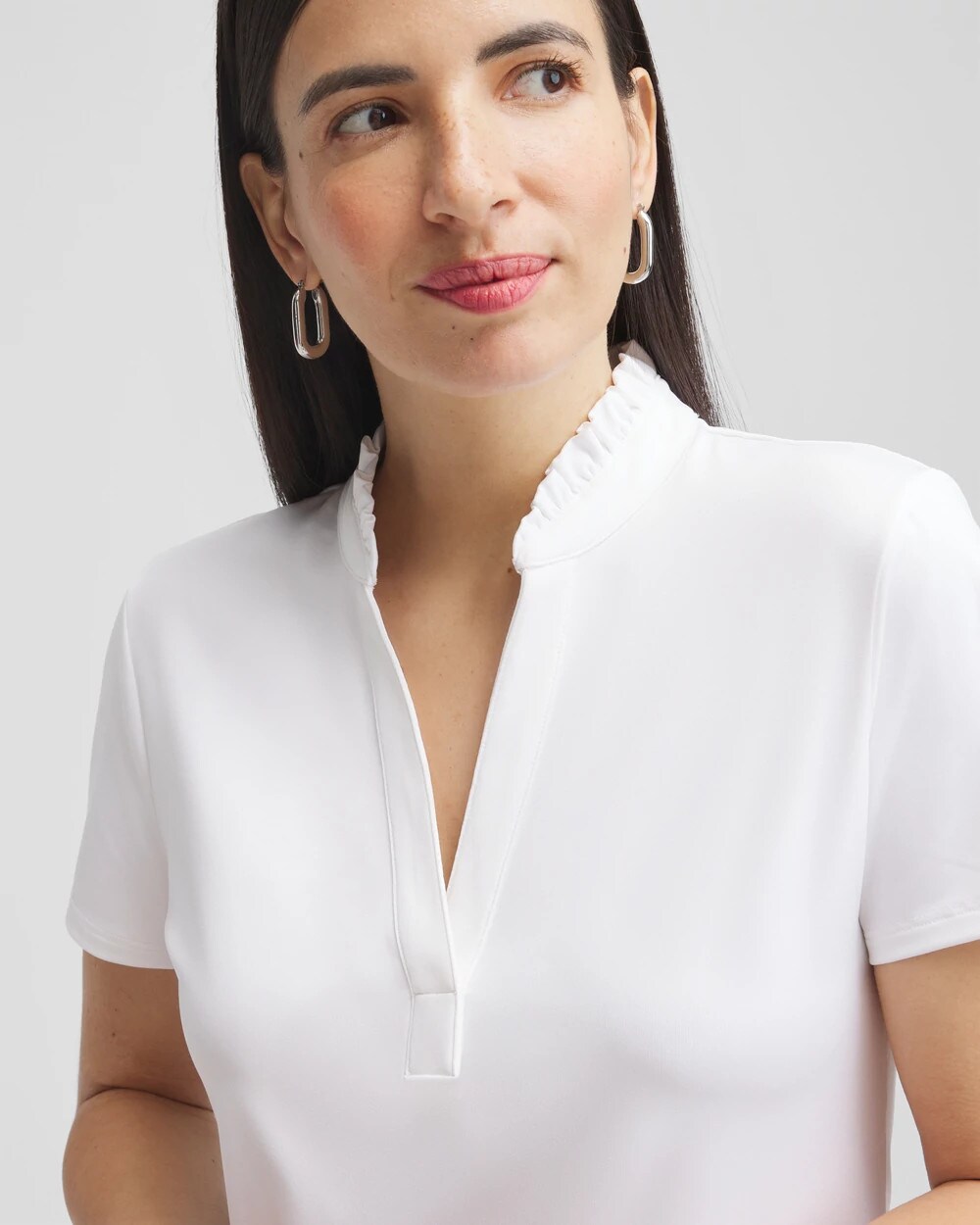 ruffle polo neck top