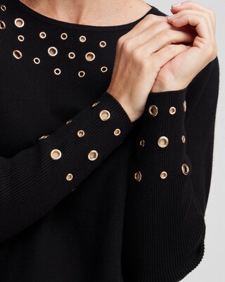 Grommet Detail Sweater Poncho click to view larger image.
