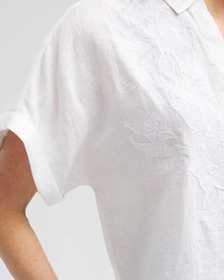 Linen Embroidered Applique Shirt