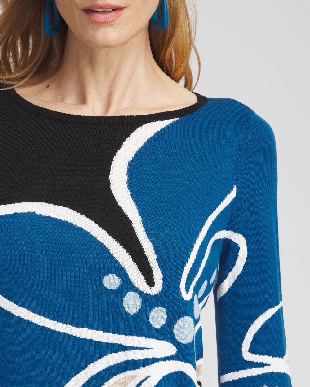 Swirl Print Crew Neck Pullover Sweater