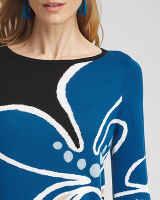 Swirl Print Crew Neck Pullover Sweater