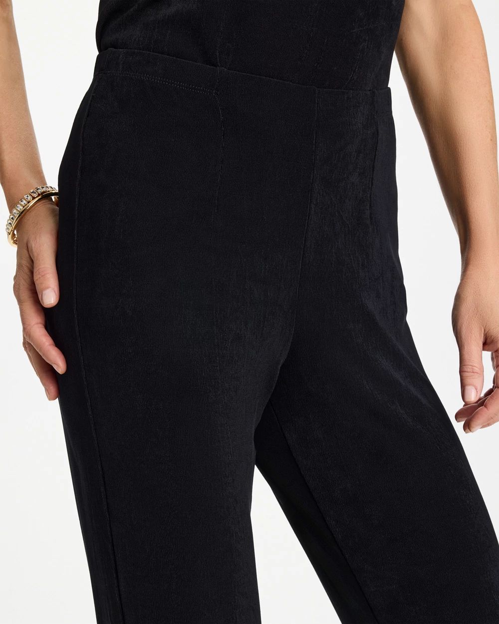 Petite Travelers™ Crinkle Satin Textured Pants click to view larger image.