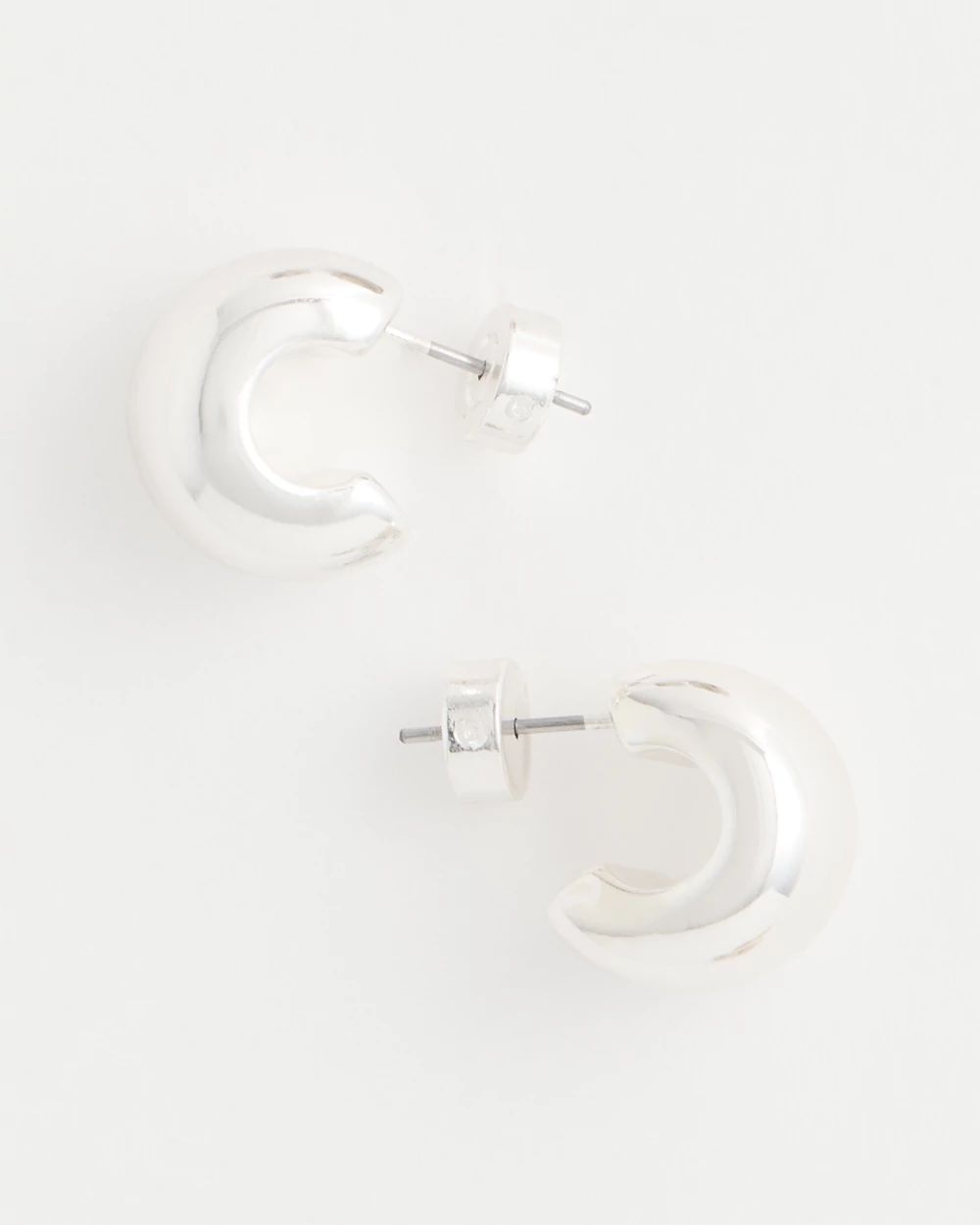 Silvertone Mini Hoop Earrings click to view larger image.