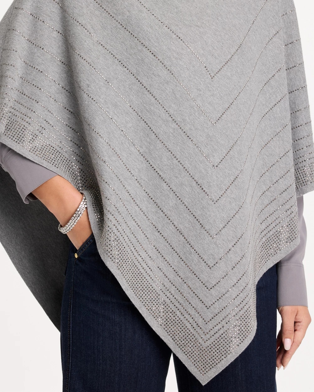Embellished Sweater Poncho