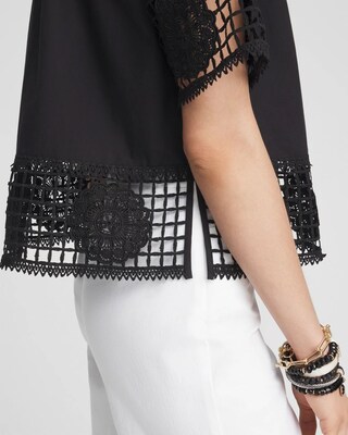 Poplin Crochet Trim Top