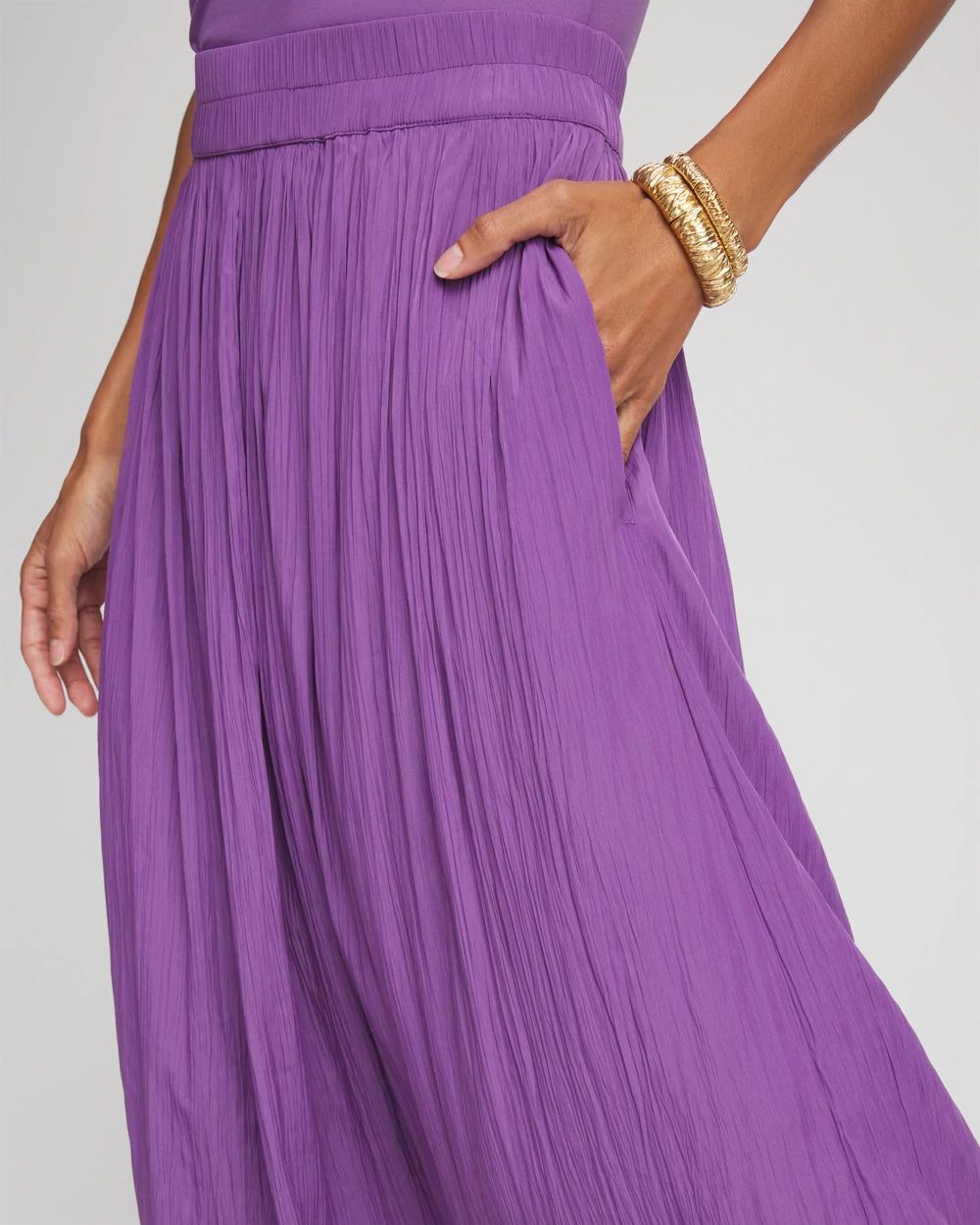 Pull-on Pleated Maxi Skirt