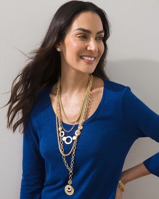 Gold Tone Multi Layer Necklace