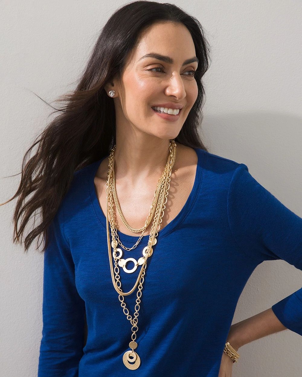 Gold Tone Multi Layer Necklace