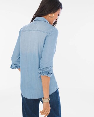 Floral Embroidered Denim Shirt