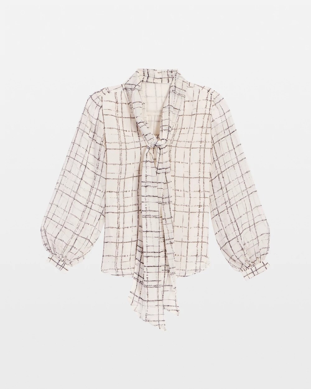 Plaid Tie Bow Blouse