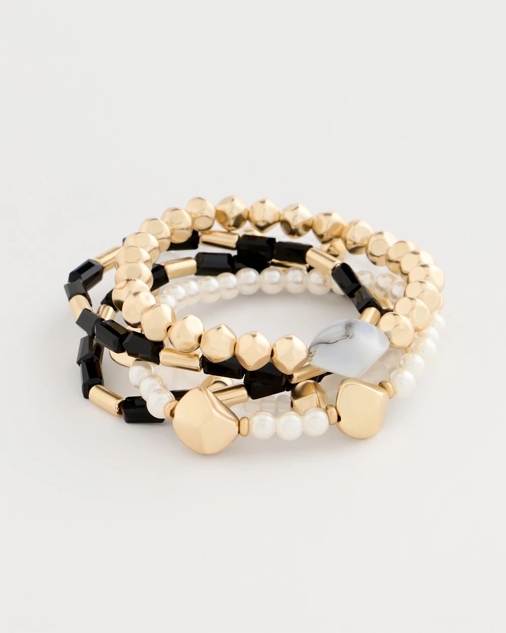 Stretch Set of Three Glam Beaded Bracelets click to view larger image.