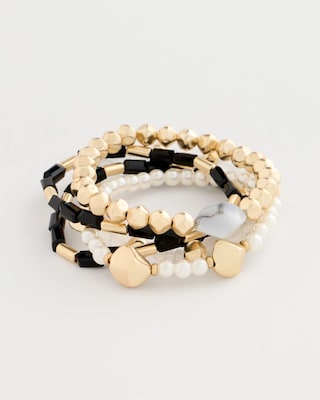 Stretch Set of Three Glam Beaded Bracelets click to view larger image.