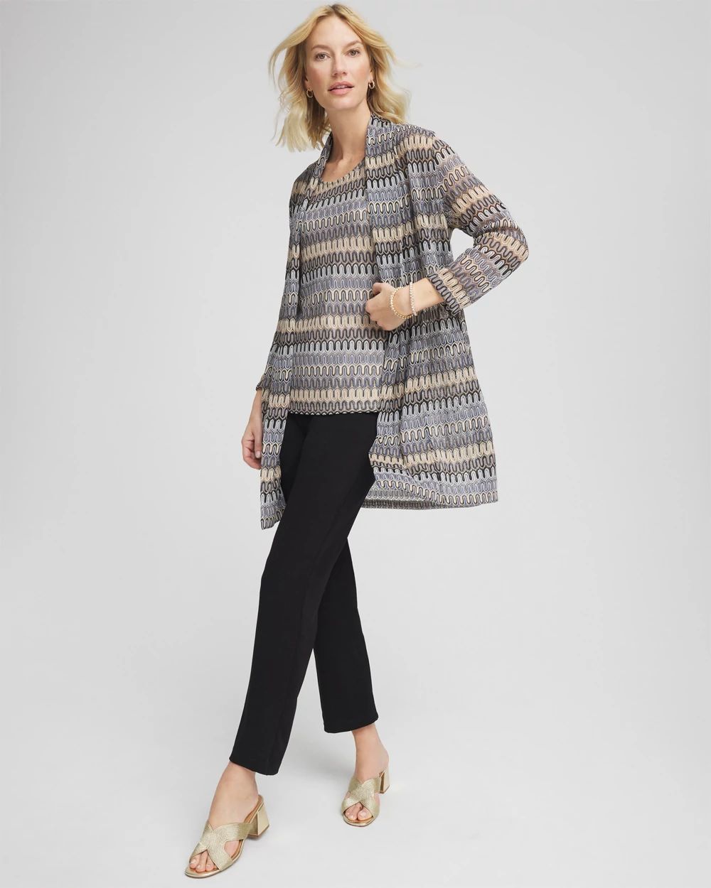 Travelers™ Knit Chevron Open-Front Cardigan