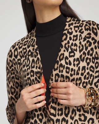 Flared Sleeve Leopard Cardigan