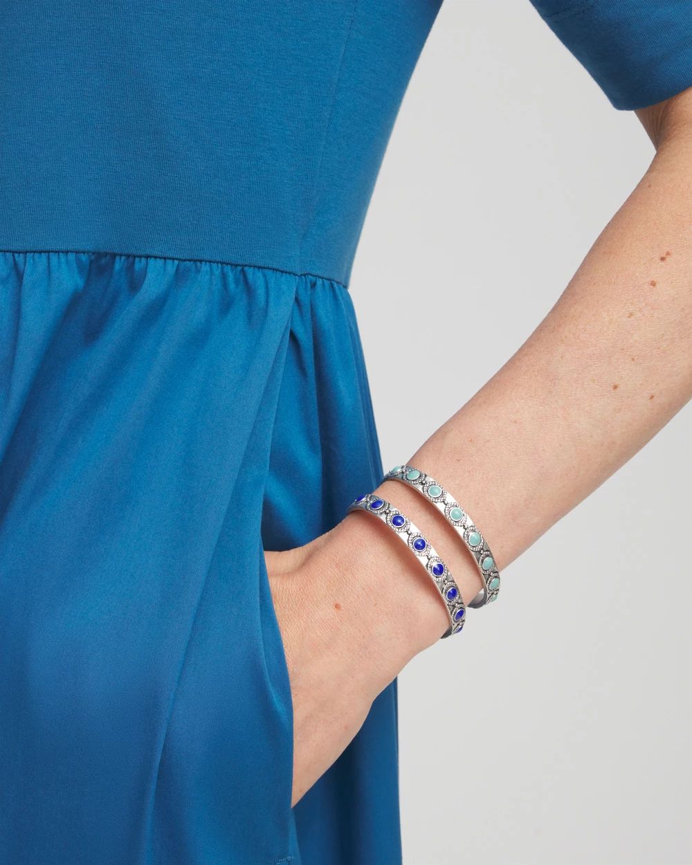 Blue Stone Flex Cuff Bracelet