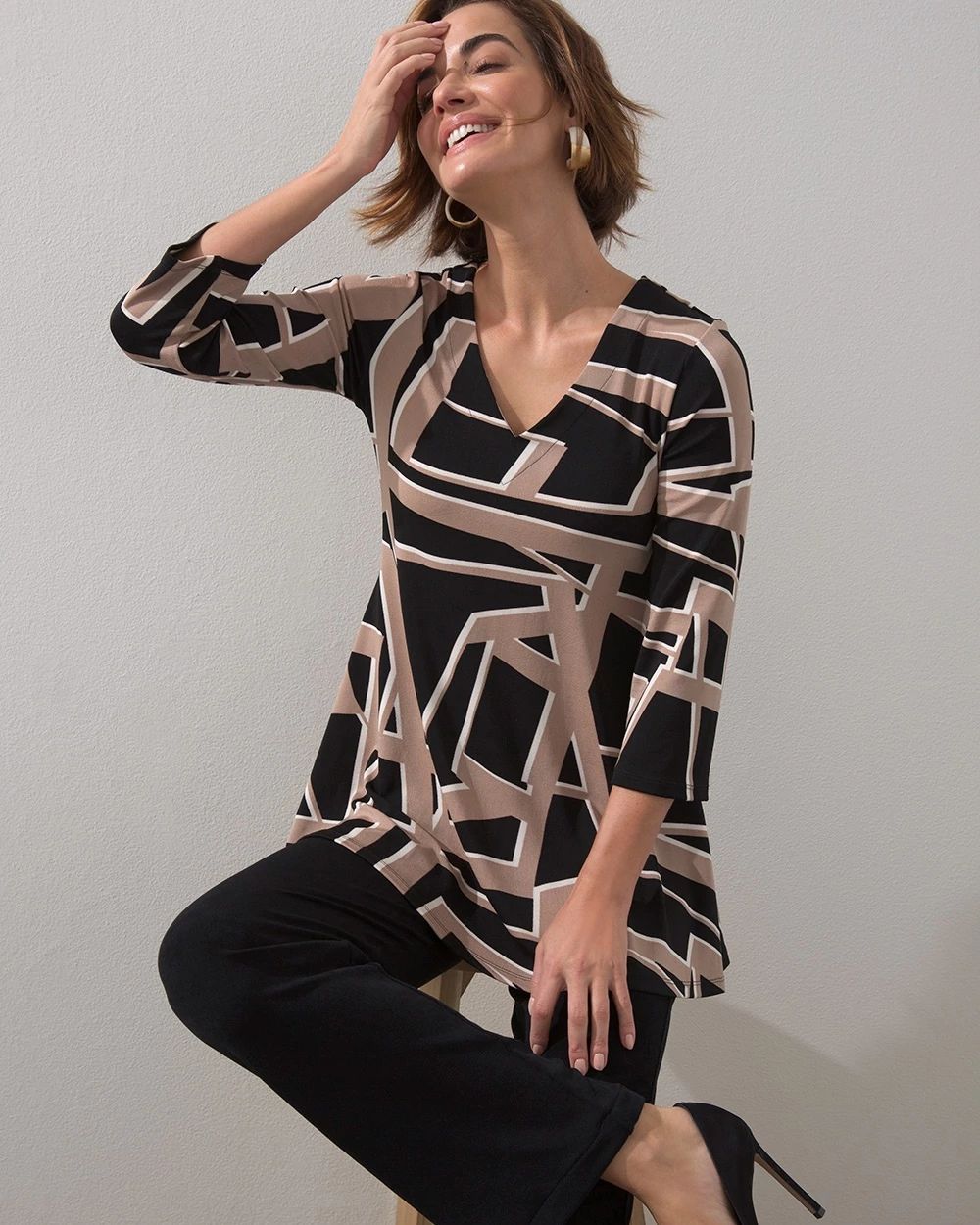 Travelers Abstract Print Tunic