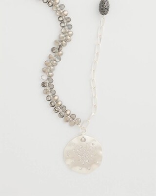Asymmetrical Silvertone Sparkle Pendant Necklace click to view larger image.