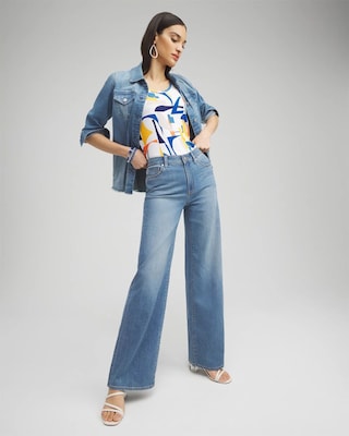 Petite High Rise Wide Leg Jeans click to view larger image.