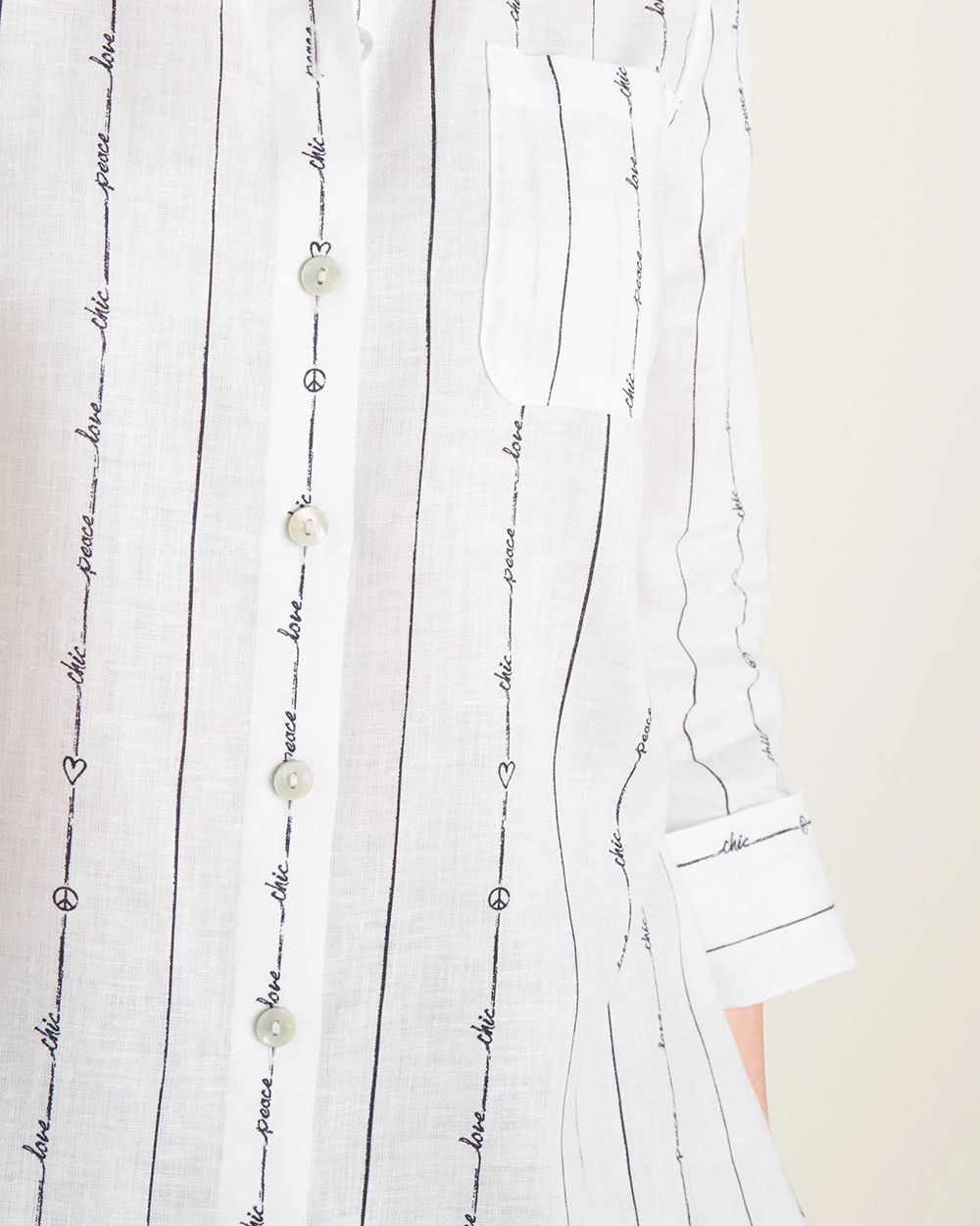 No-Iron FreshChic Linen Peace Love Chic Shirt