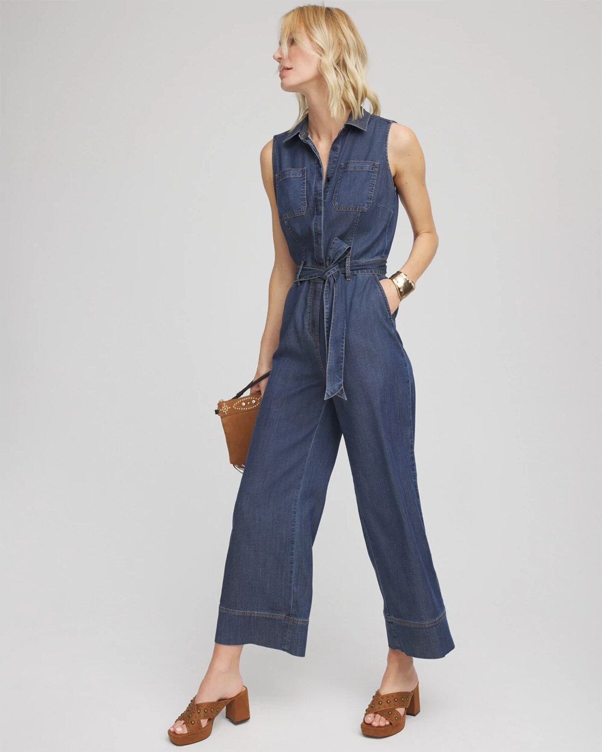 Chico's Denim Wide-leg Jumpsuit In Biscayne Blue