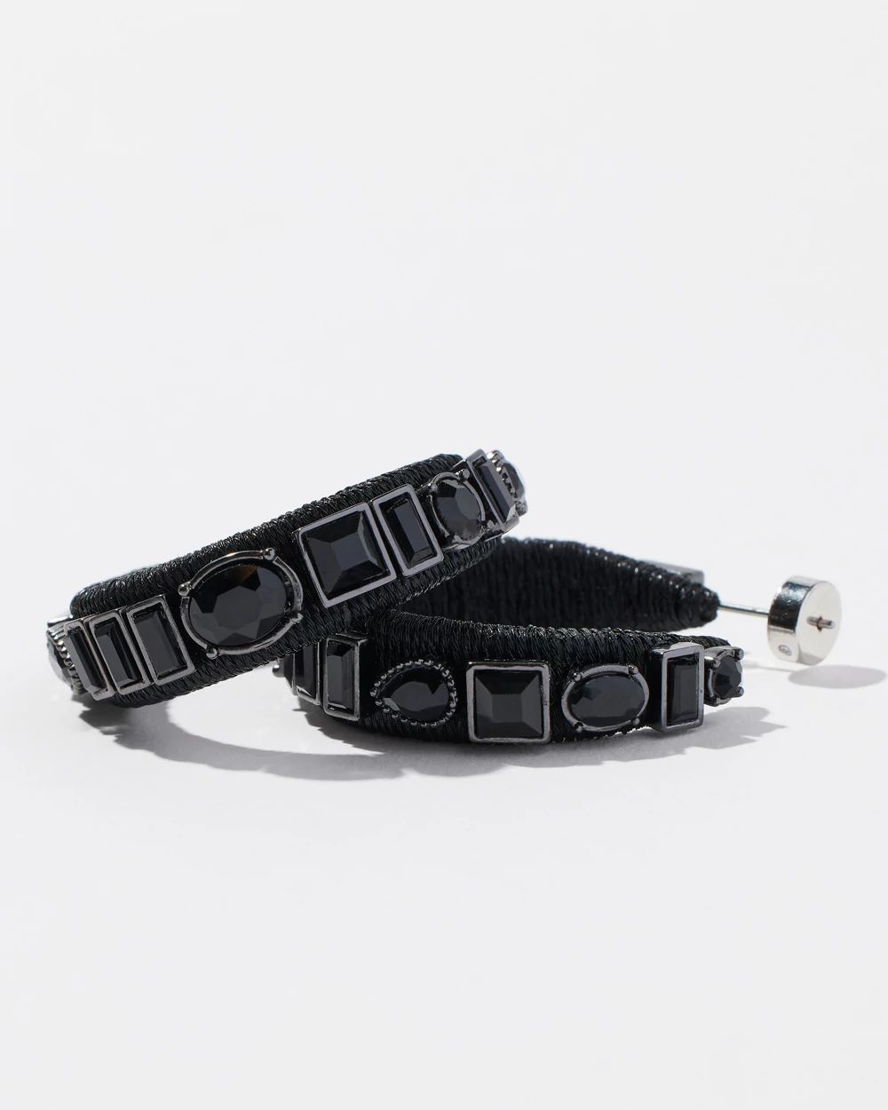 Black Rhinestone Hoops