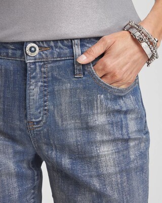 Petite Girlfriend Silver Coated Ankle Jeans click to view larger image.