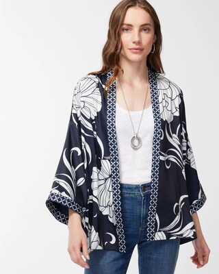 Contrast Border Short Kimono