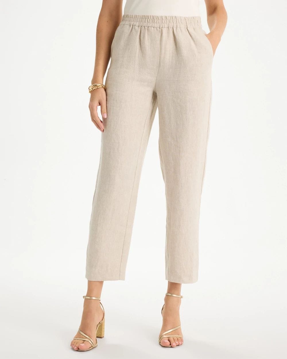 Linen Straight Tapered Ankle Pants