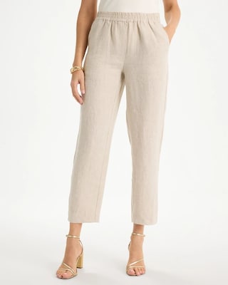 Linen Straight Tapered Ankle Pants