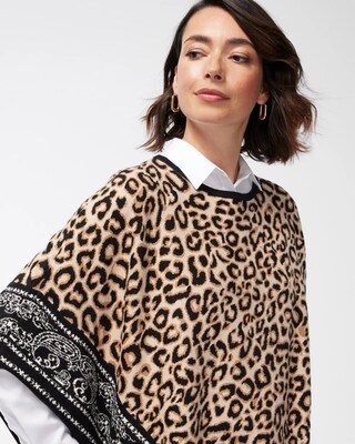 Animal Print Sweater Poncho