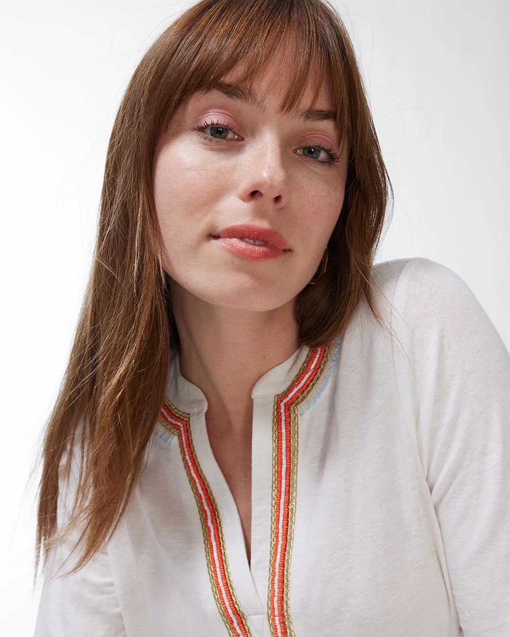 Linen-Blend Gold & Orange Tunic