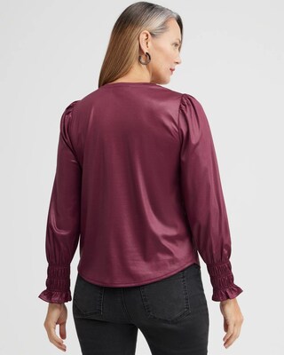Faux Leather Shirred Sleeve Top