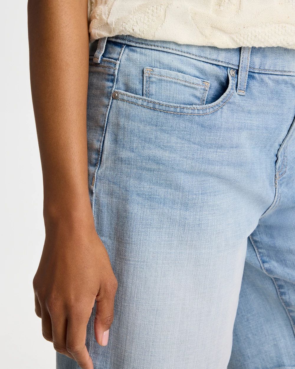 Girlfriend Slim Indigo Jean Shorts click to view larger image.