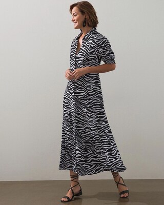 Zebra Smock Sleeve Godet Dress