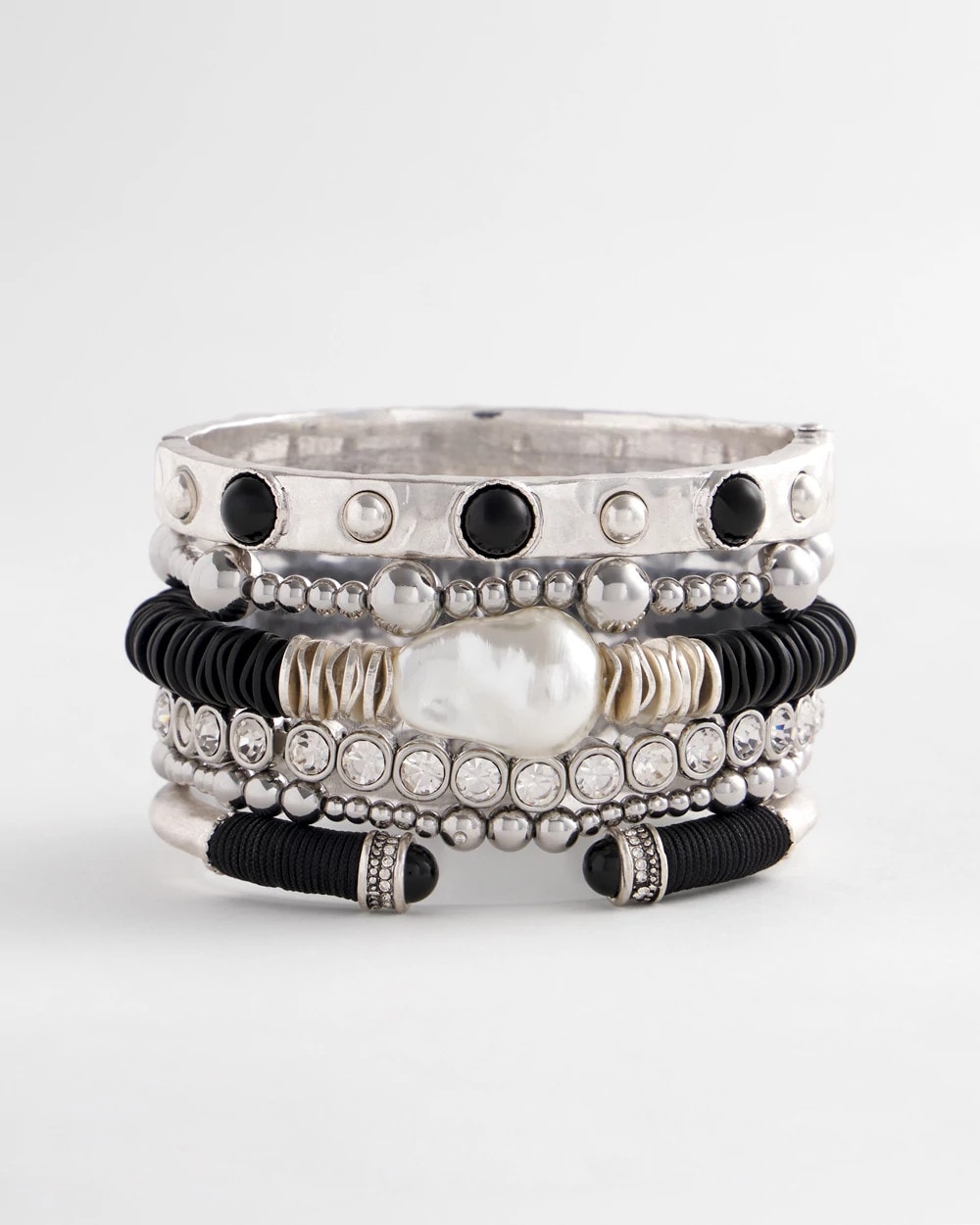 Black & Silver Cuff Hinge Bracelet