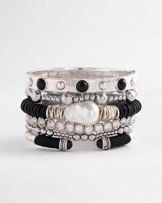 Black & Silver Cuff Hinge Bracelet click to view larger image.