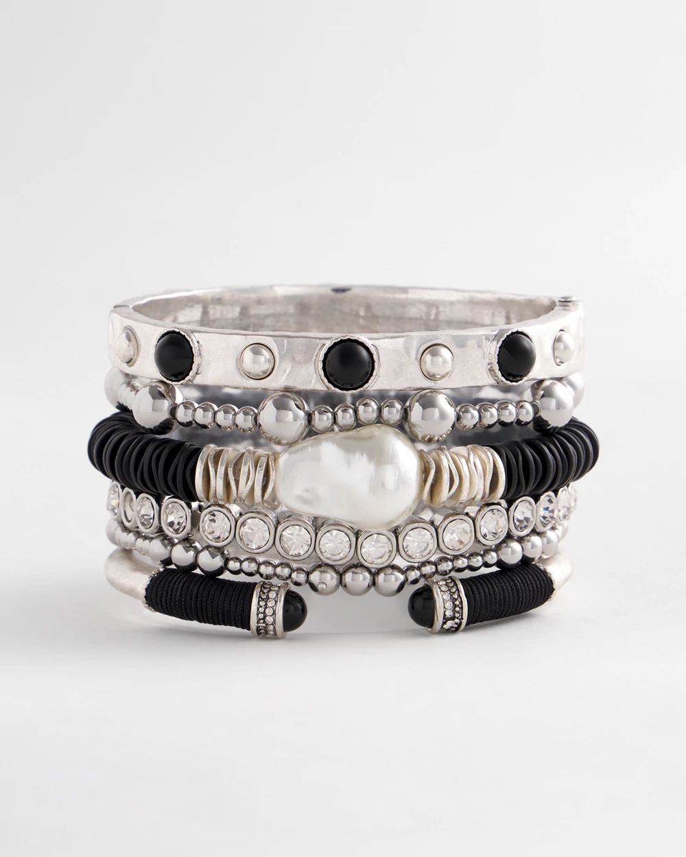 Black & Silver Cuff Hinge Bracelet