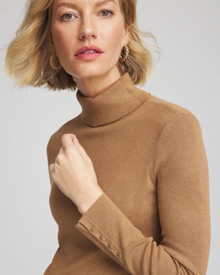 Ecovero™ Button Cuff Turtleneck Sweater click to view larger image.
