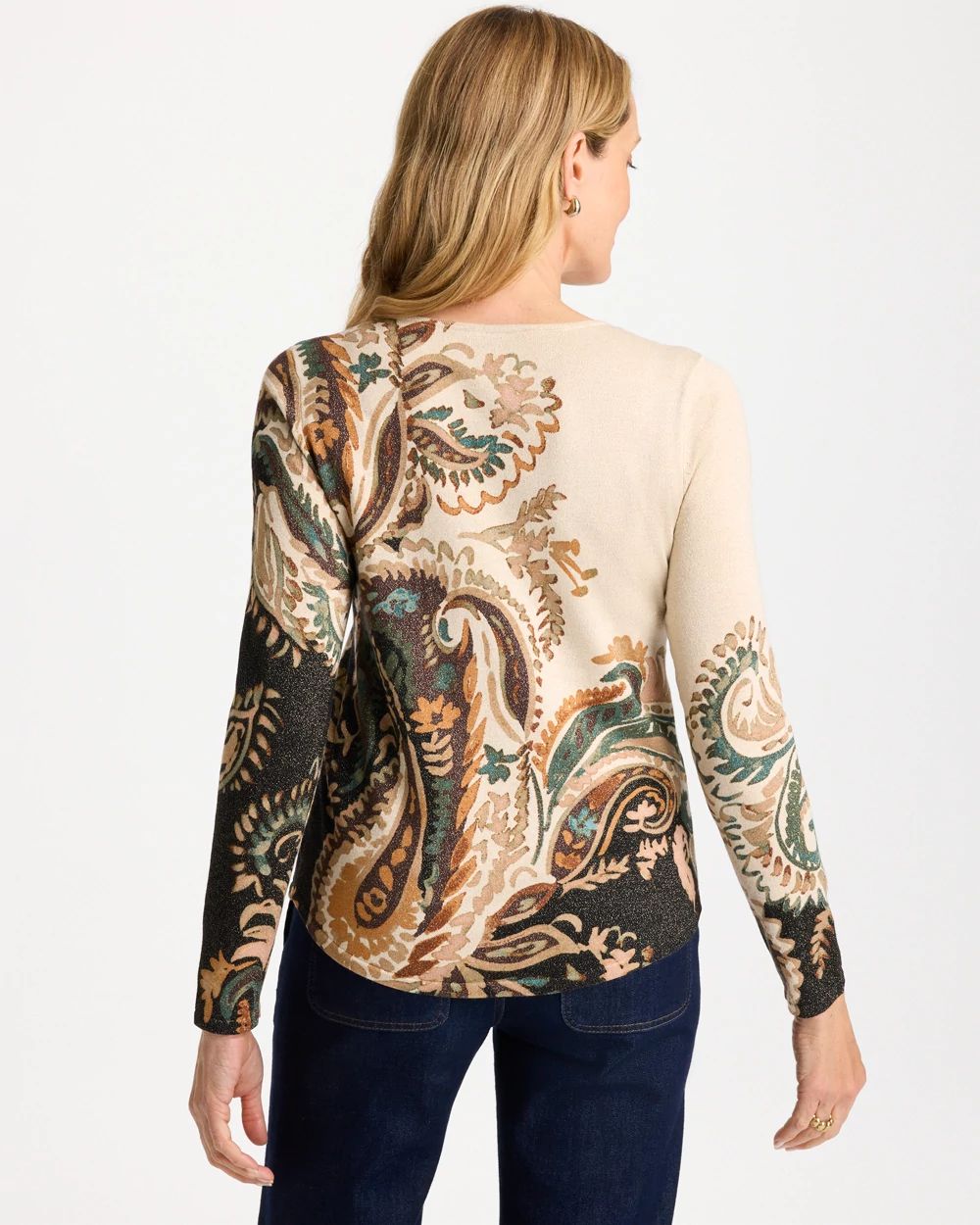 Paisley Ella V-Neck Pullover Sweater click to view larger image.