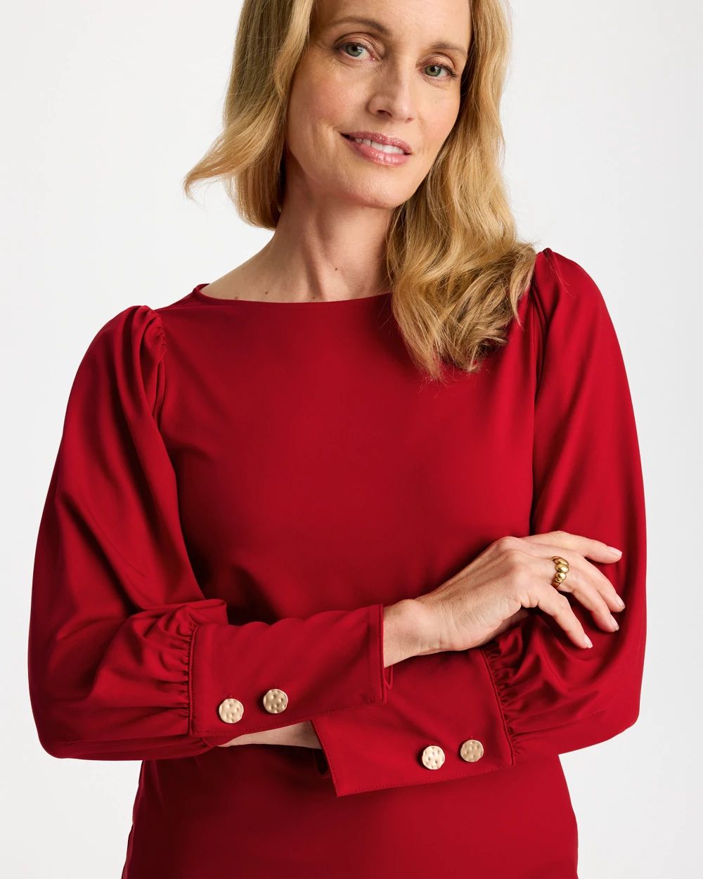 Soft-Stretch Button Cuff Top click to view larger image.