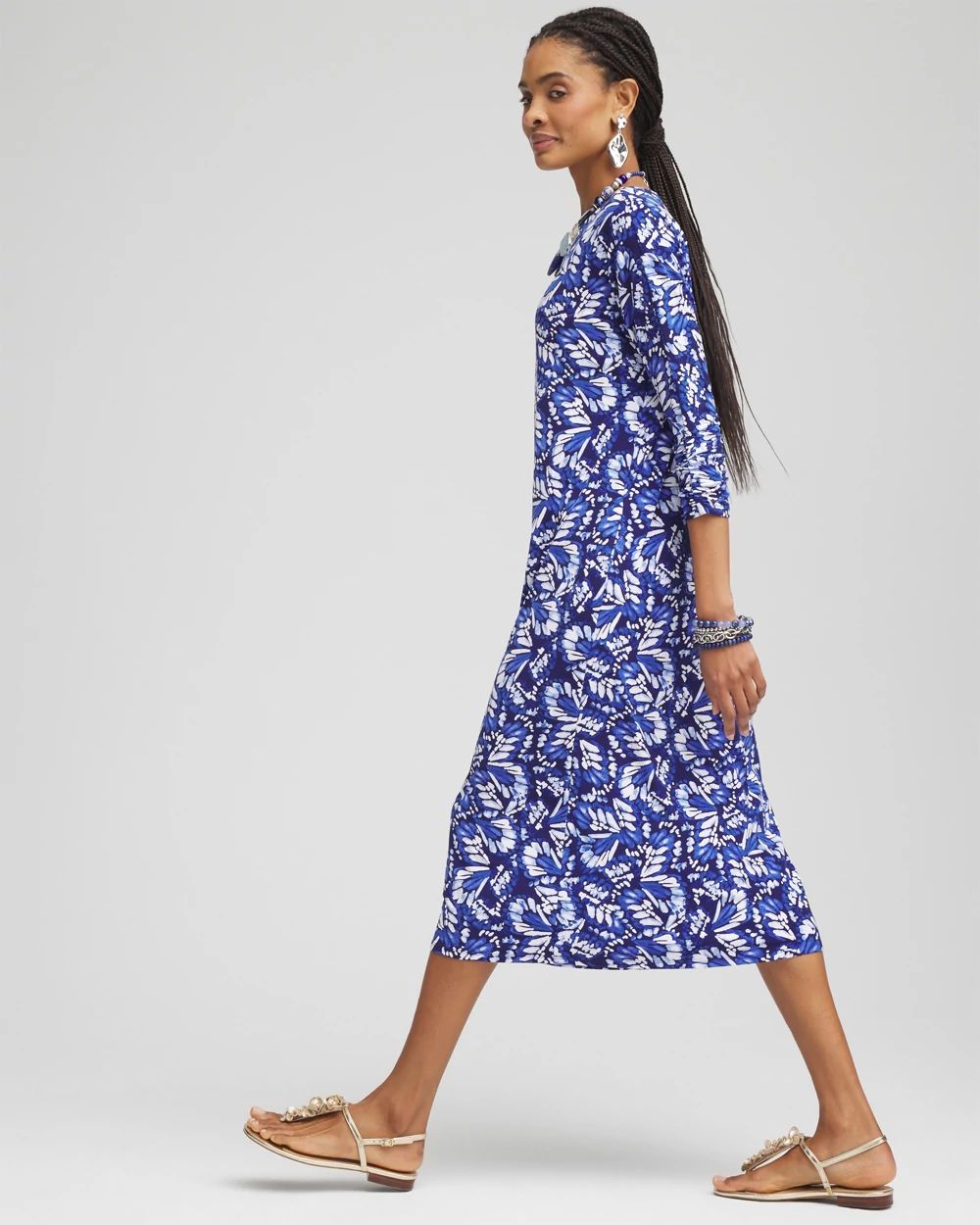 Batwing Sleeved Jersey Midi Dress