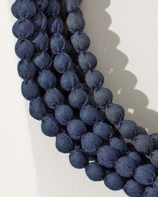Denim Beaded Multistrand Necklace