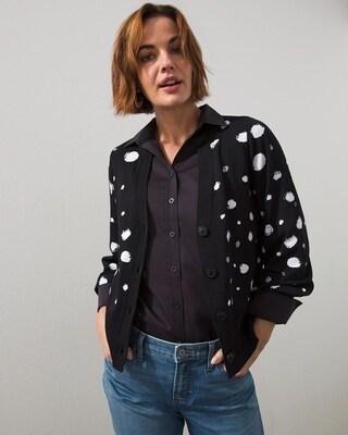 Jacquard Dot Print Cardigan