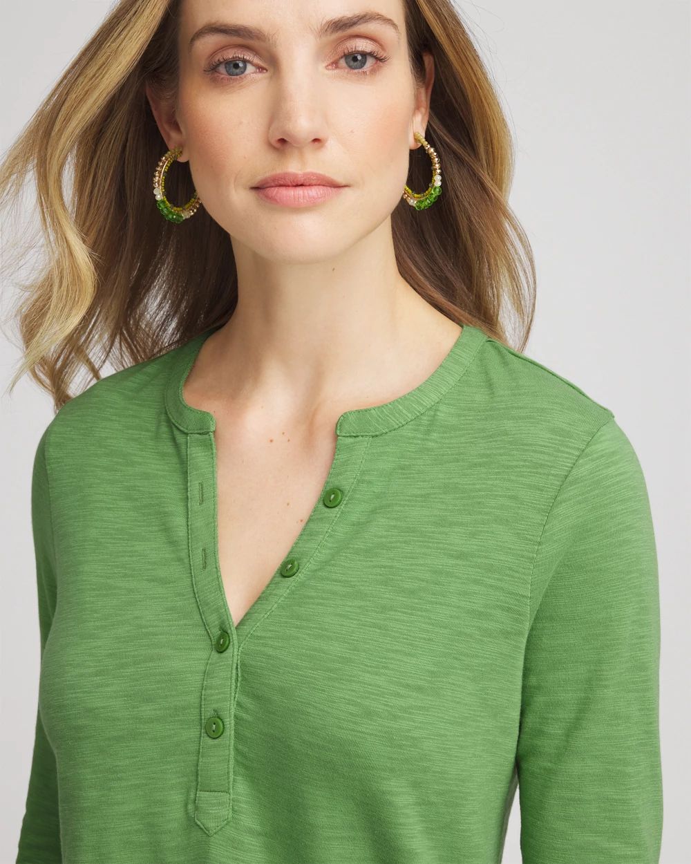 Cotton Slub Henley Shirt click to view larger image.