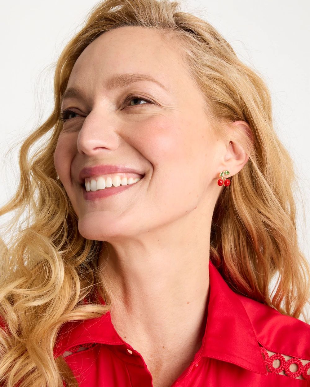 Red Cherry Stud Earrings