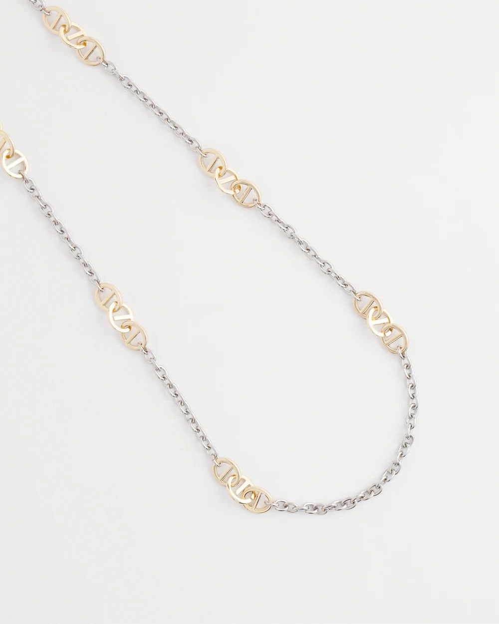 Mixed Metal Link Long Necklace