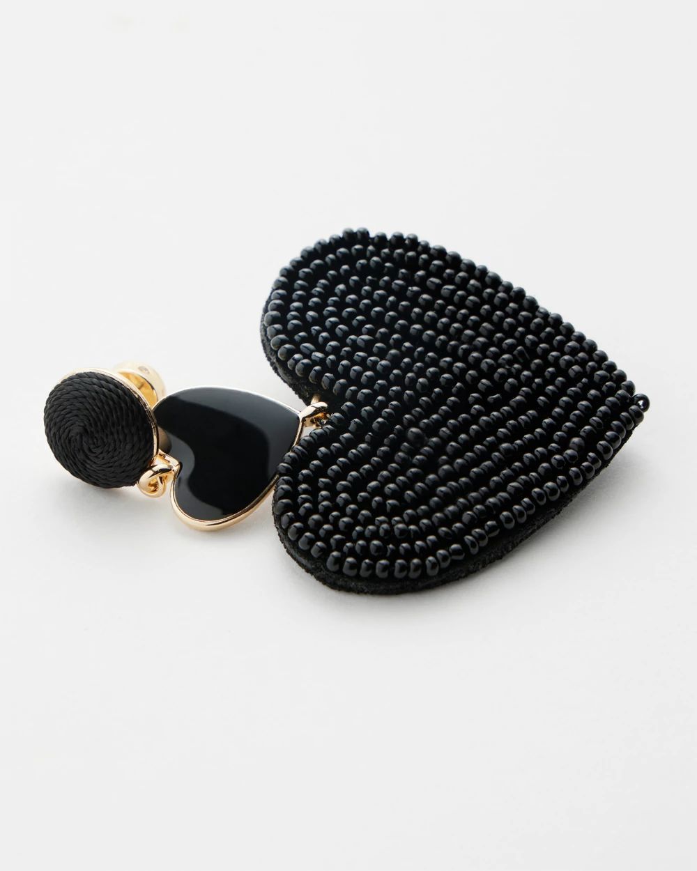 Black Heart Seed Bead Earrings