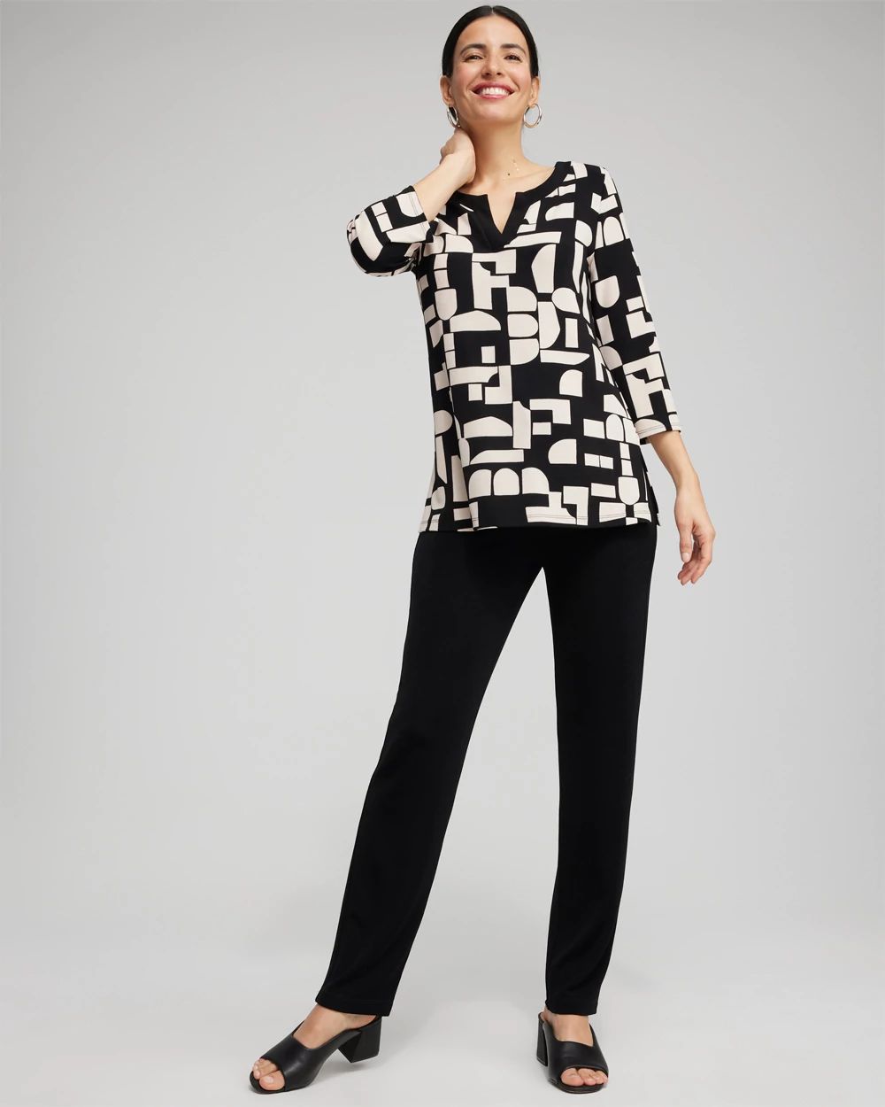 Travelers™ Block Print Split Neck Top