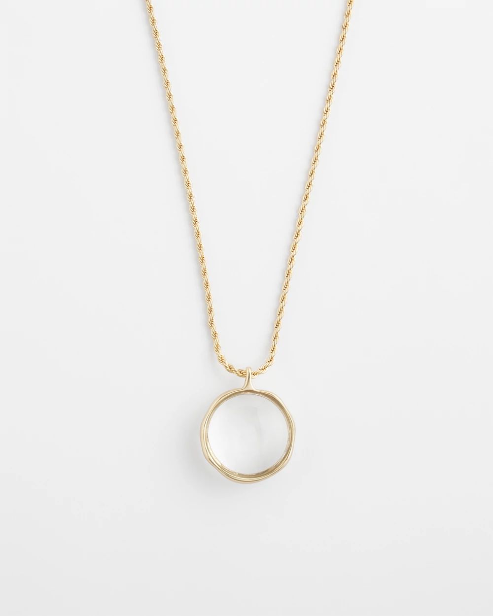 Glass Loupe Magnifier Pendant Necklace click to view larger image.